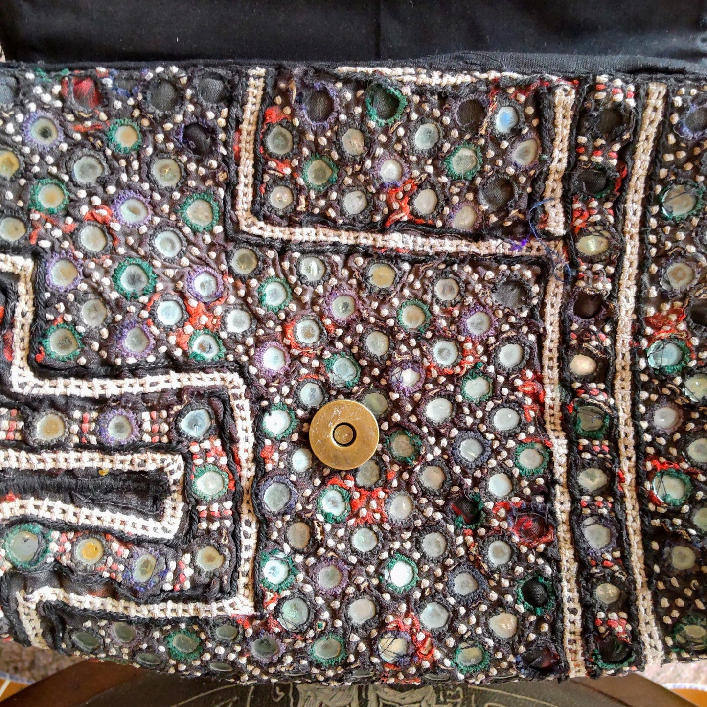 BSS-89b ブラックミラー刺繍エスニックショルダーバッグ(S)