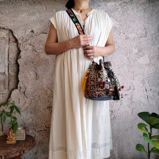 BLP-101b 巾着型2wayエスニックショルダーバッグ(L)