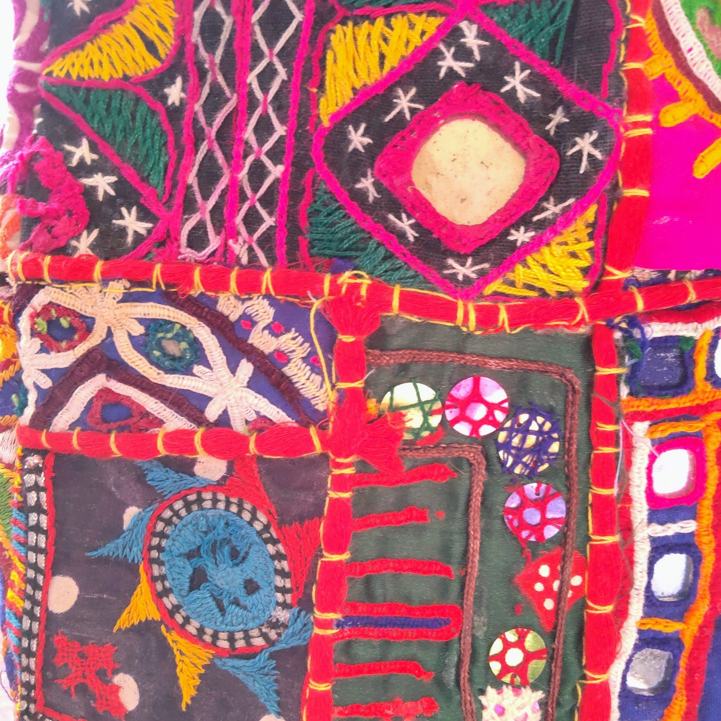 BLT-70b レザーハンドルバンジャラエスニックトートバッグ(L)