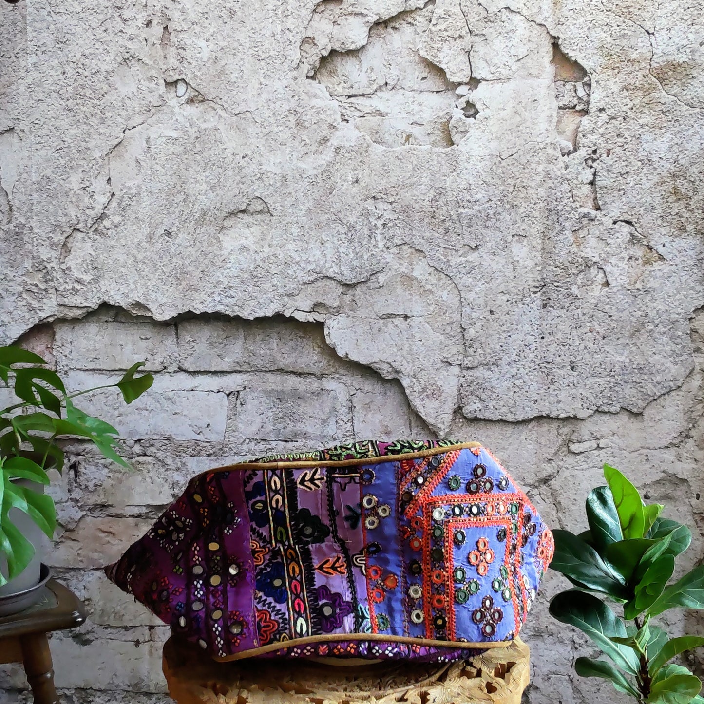 BLT-71bパープル系ミラー刺繍エスニックトートバッグ(L)