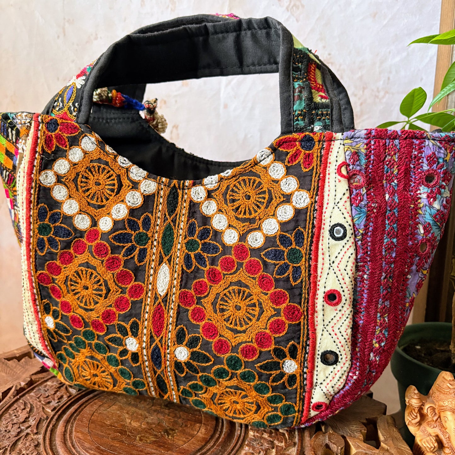 NTS-127b ミラー刺繍エスニックトートバッグ(S)