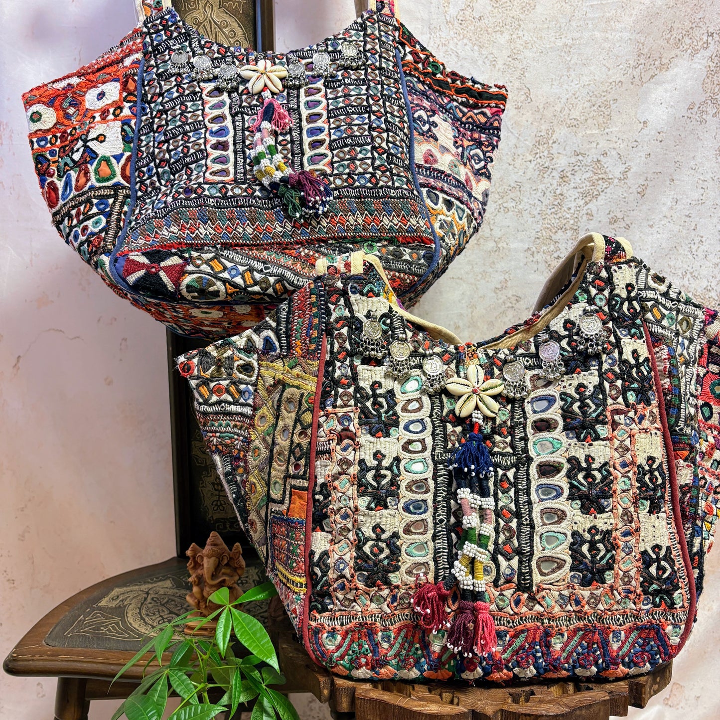 HTL-128b ミラー刺繍エスニックトートバッグ(L)