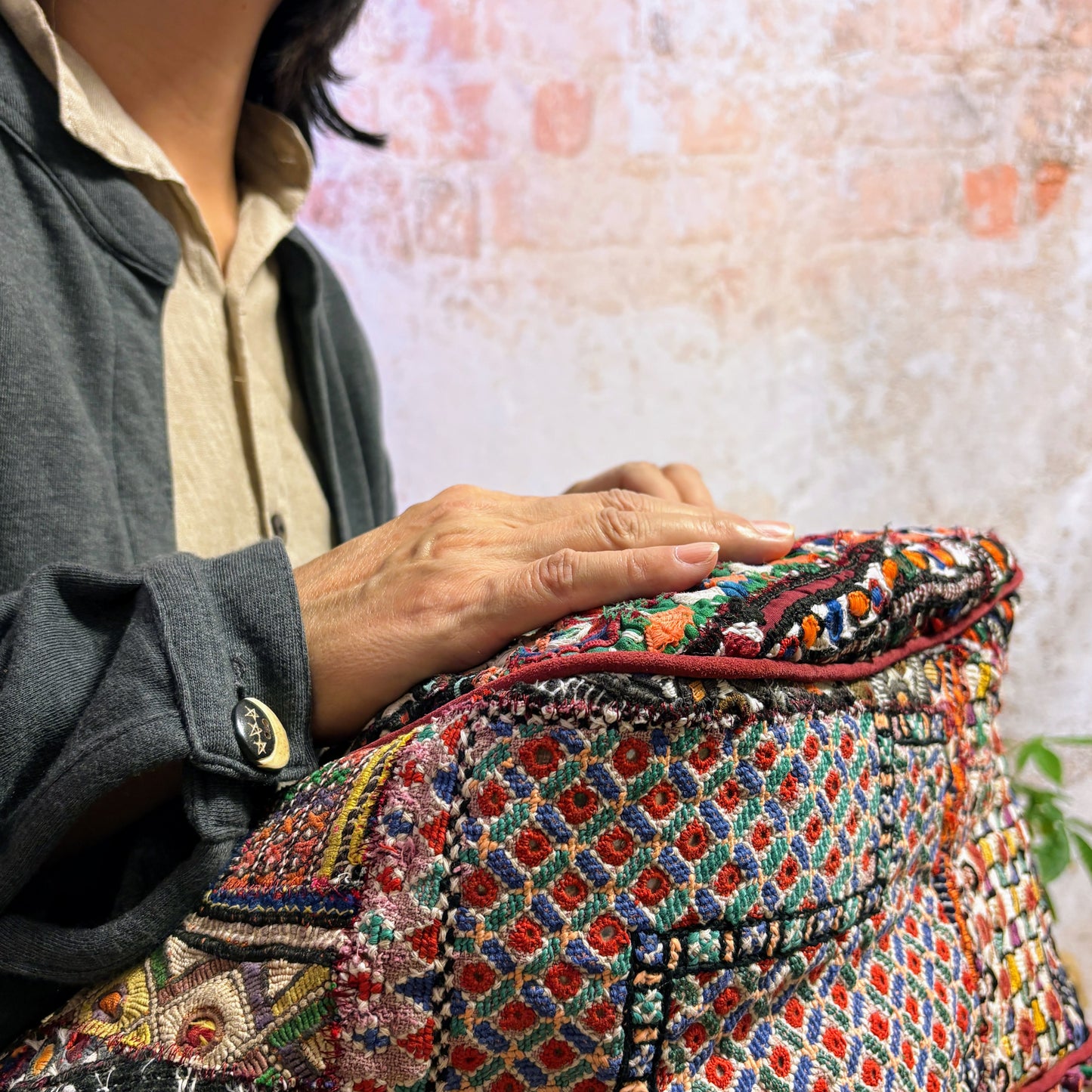 HTL-128b ミラー刺繍エスニックトートバッグ(L)