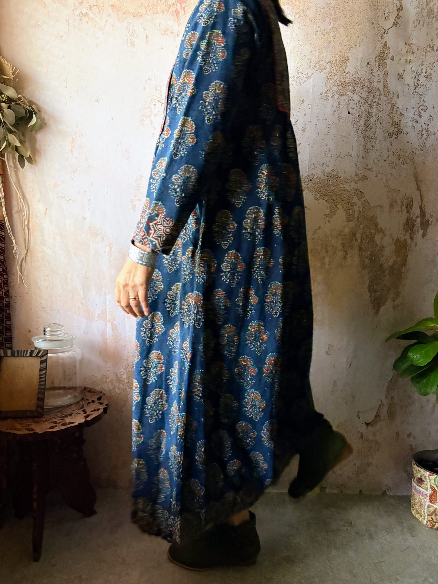 AF-008,3/3 アジュラックロングフレアワンピース/ネイビーxネイビー