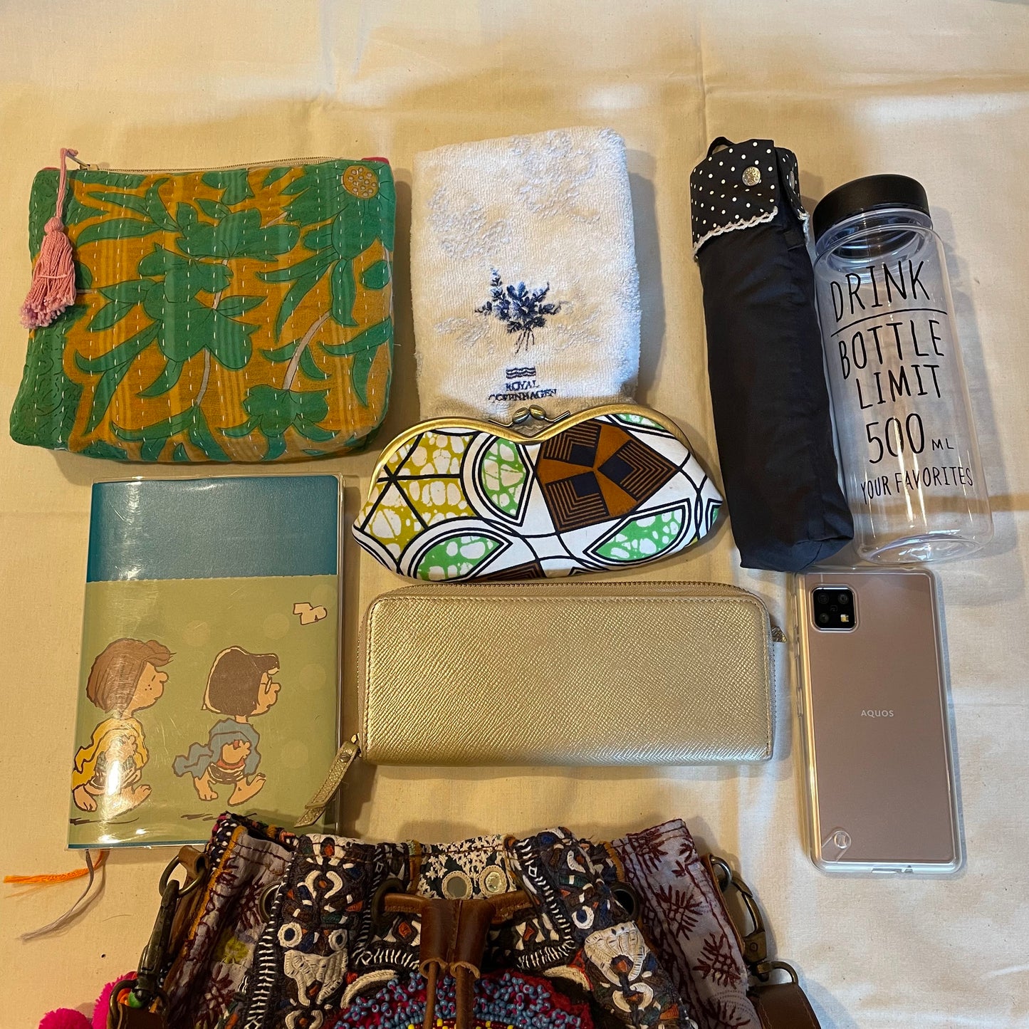 BMS-26 イエロータッセル2wayアフガンビーズエスニックショルダー(M)