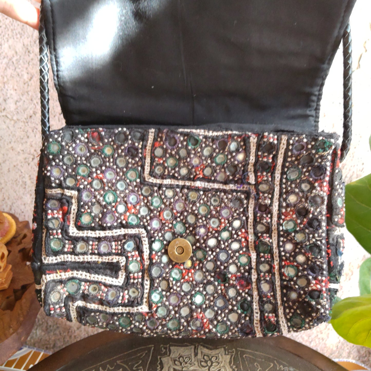 BSS-89b ブラックミラー刺繍エスニックショルダーバッグ(S)