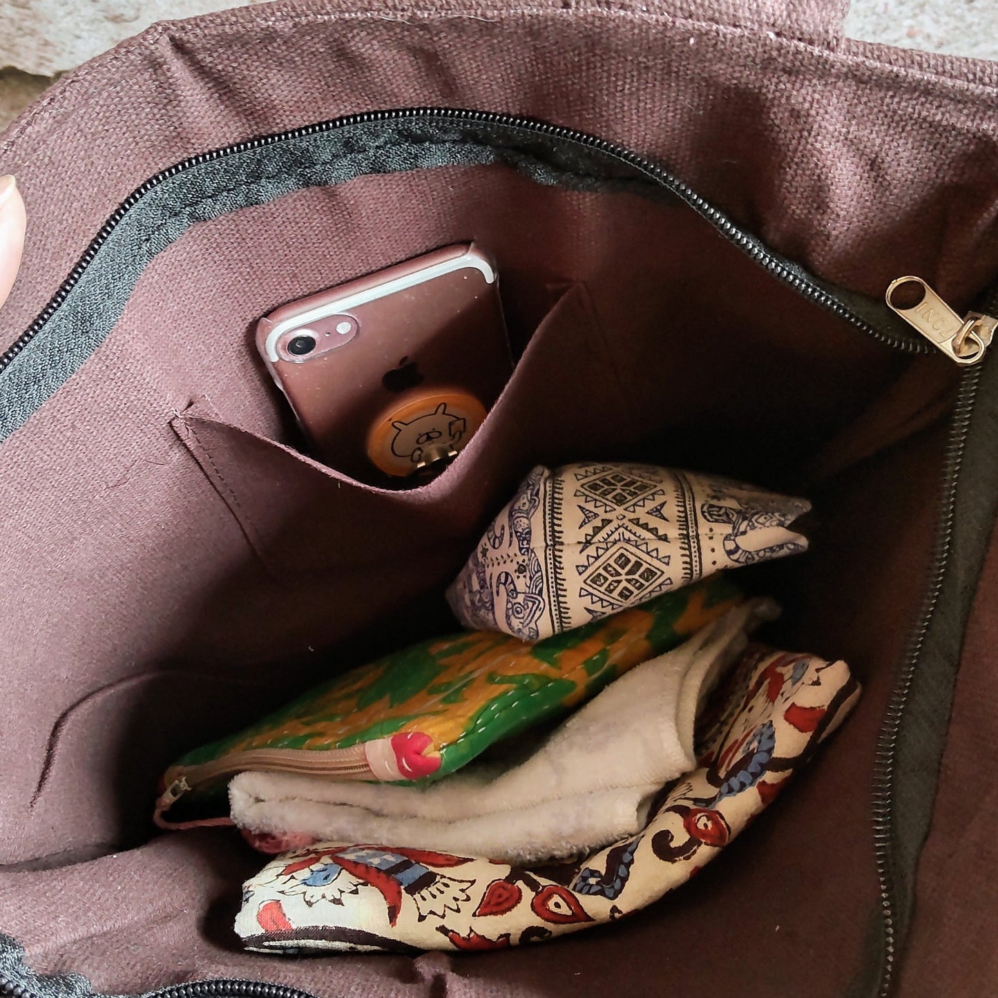 BMT66aマルチカラーxコインワンサイドエスニックトートバッグ(M)