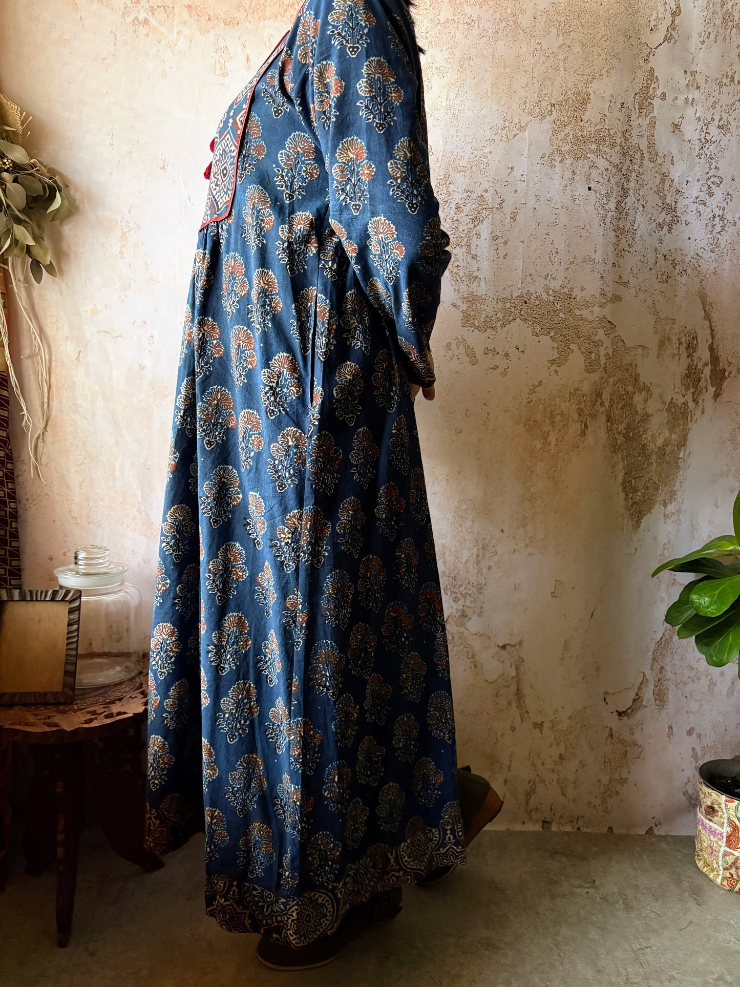 AF-008,3/3 アジュラックロングフレアワンピース/ネイビーxネイビー