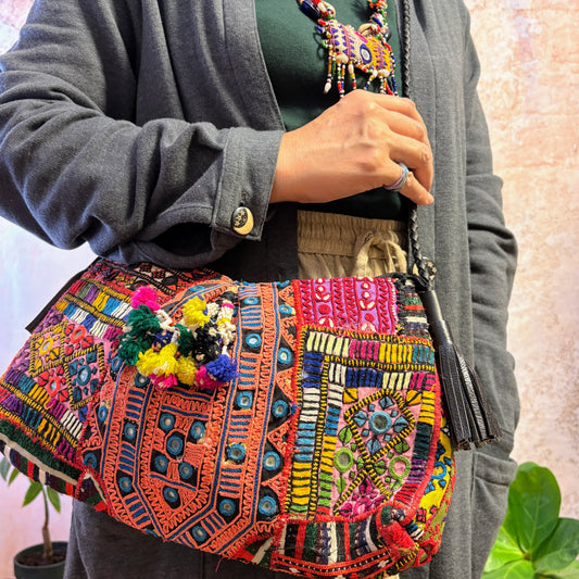 NSS-123f ミラー刺繍パッチワークエスニックショルダーバッグ (S)